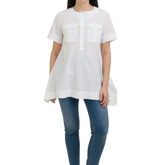 Sportmax white classic yet unique cotton blouse size 12 - Picture 1 of 6